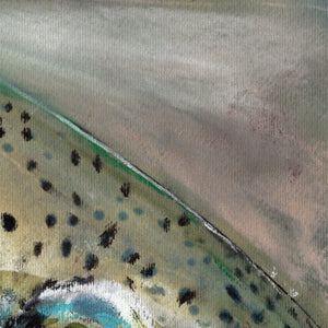 Rainbow Trout on the Fly – Pastel Fishing Art Print by Jack Tarpon