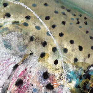 Rainbow Trout on the Fly – Pastel Fishing Art Print by Jack Tarpon