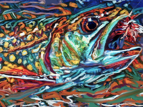 Wild Waters – Abstract Brook Trout Art Print by Jack Tarpon