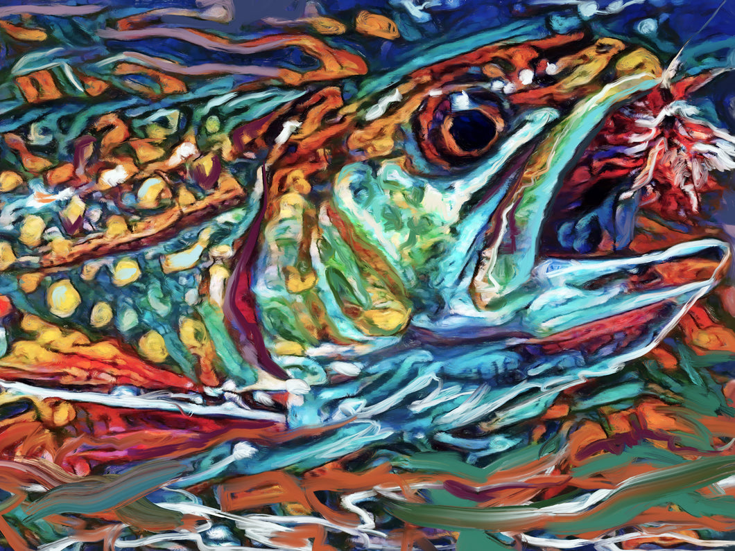 Wild Waters – Abstract Brook Trout Art Print by Jack Tarpon