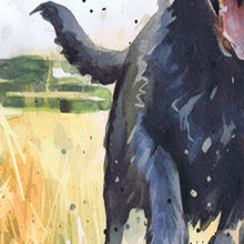 Load image into Gallery viewer, Countryside Leap – Hand-Signed Watercolor Art Print of a Working Cocker Spaniel by Oscar Jetson