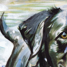 Load image into Gallery viewer, Black Labrador Swimming – Fine Art Print from an Oil Painting by Oscar Jetson