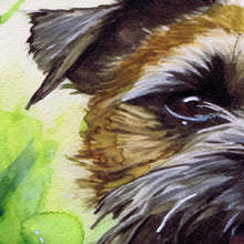 Load image into Gallery viewer, Happy Border Terrier in the River – Hand-Signed Watercolor Art Print by Oscar Jetson