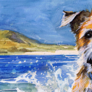 Border Terrier at the Beach – Dog Art Print by Oscar Jetson