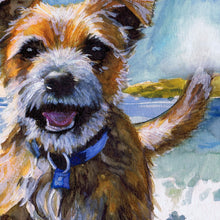 Load image into Gallery viewer, Border Terrier at the Beach – Dog Art Print by Oscar Jetson