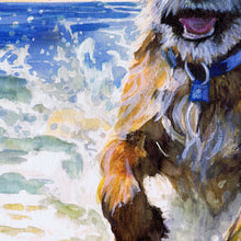 Load image into Gallery viewer, Border Terrier at the Beach – Dog Art Print by Oscar Jetson