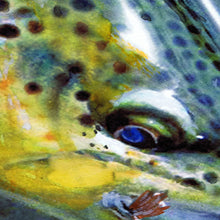 Load image into Gallery viewer, Autumn Stream Brown Trout – Hand-Signed Watercolor Art Print by Jack Tarpon – Giclée Reproduction