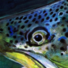 Load image into Gallery viewer, Midnight Rise – Brown Trout Fly Fishing Art Print by Jack Tarpon
