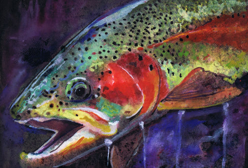 Crimson Current – Rainbow Trout Fly Fishing Art Print by Jack Tarpon