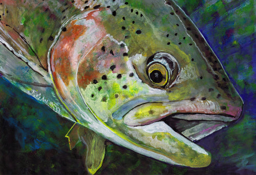 Emerald Depths – Rainbow Trout Fly Fishing Art Print by Jack Tarpon
