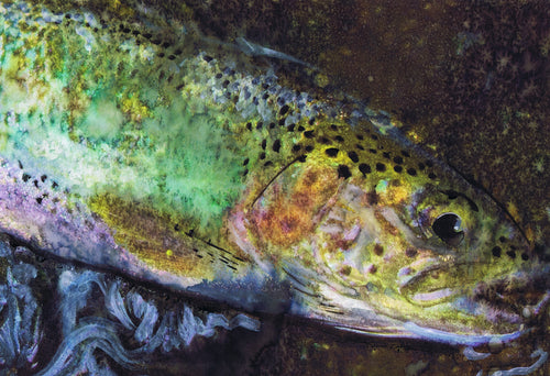 River Glow – Trout Mixed Media Fly Fishing Art Print by Jack Tarpon