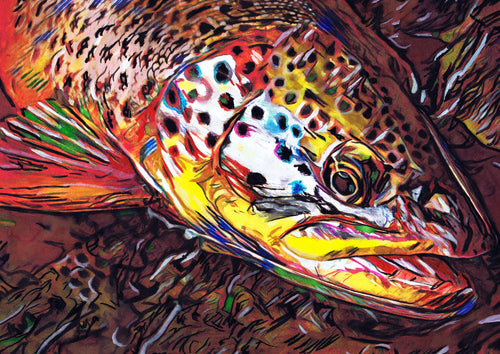 Wild Brown – Abstract Brown Trout Fly Fishing Art Print by Jack Tarpon