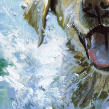 Load image into Gallery viewer, Golden Labrador Swimming – Fine Art Print by Oscar Jetson