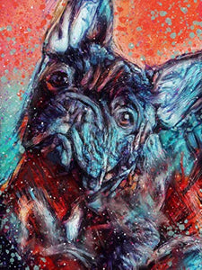 French Bulldog Dog Owner Wall Art Decor, Abstract French Bull Dog Memorial, Abstract Dog Picture Gift Choice of Sizes Hand Signed by Dog Portrait Artist Oscar Jetson. - Dog portraits by Oscar Jetson