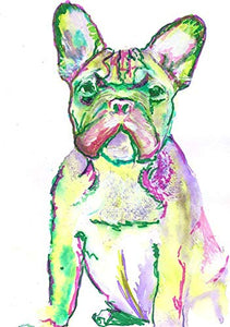 French Bulldog Wall Art Print, Frenchie Owner Gift, Frenchy Mom, Dog Memorial Gift, Colorful Dog Decor Choice Of Sizes Hand Signed By Pet Portrait Artist Oscar Jetson - Dog portraits by Oscar Jetson