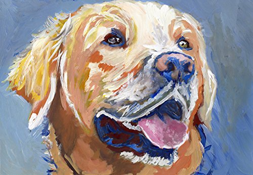 Colorful Lab Wall Art Print, Gift For Lab Owner, Lab Dog Print, Yellow Lab Painting, Gift For Labrador Mom, Dog Art Print, Labrador Dog Decor - Dog portraits by Oscar Jetson