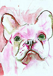 French Bulldog Wall Art Print, Pink Watercolor, Frenchie Owner Gift, Dog Memorial, Colorful Frenchy Painting Decor Gift For Her Choice Of Sizes Hand Signed By Pet Portrait Artist Oscar Jetson - Dog portraits by Oscar Jetson