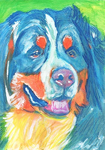 Bernese Mountain Dog Wall Art Print, Colorful Dog Art, Nursery Decor, Mountain Dog Owner Gift, Dog Memorial Gift, Hand Signed By Pet Portrait Artist Oscar Jetson Choice Of Sizes 8x10, 11x14, 12x16 - Dog portraits by Oscar Jetson
