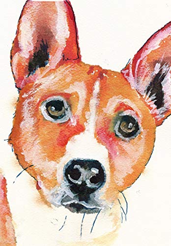 Basenji Dog Wall Art Print, Colorful Dog Memorial Picture, Nursery Painting Decor, Basenji Owner Gift Choice Of Sizes Hand Signed By Pet Portrait Artist Oscar Jetson - Dog portraits by Oscar Jetson