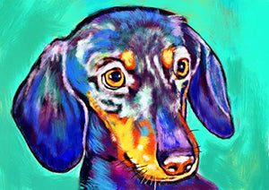 Dachshund Art Print, Doxie Gift Idea, Cute Wiener Dog Art, Nursery art, Dachshund Owner Gift, Dog Wall Art Print, Colorful Dog Home Decor by Oscar Jetson - Dog portraits by Oscar Jetson