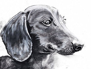 Black Dachshund Dog Wall Art Print, Charcoal Dachshund Dog Art, Doxie Artwork, Gift for Dachshund Owner, Teckel Dog Wall Art Print, Dog Drawing - Dog portraits by Oscar Jetson