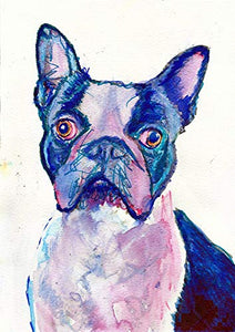Boston Terrier Wall Art Print, Colorful Nursery Art, Boston Terrier Owner Gift, Colorful Dog Memorial Painting Decor Hand Signed By Pet Portrait Artist Oscar Jetson Choice Of Sizes 8x10, 11x14, 12x16 - Dog portraits by Oscar Jetson