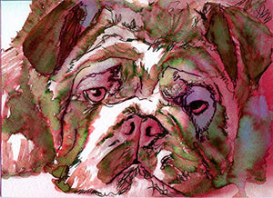 English Bulldog Wall Art Print, Buldog Owner Gift, Dog Memorial, Colorful Dog Painting Decor Choice Of Sizes Bully Watercolor Picture Hand Signed By Pet Portrait Artist Oscar Jetson - Dog portraits by Oscar Jetson