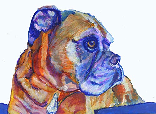 Boxer Dog Wall Art Print, Dog Memorial Gift, Brindle Boxer Dog Watercolor, Decor Gift Idea, Choice Of Sizes, Hand Signed By Pet Portait Artist Oscar Jetson - Dog portraits by Oscar Jetson