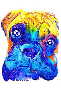 Boxer Dog Wall Art Print, Dog Owner Gift, Boxer Mom Art, Abstract Colorful Boxer Dog Memorial Decor Choice Of Sizes Hand Signed By Pet Portrait Artist Oscar Jetson - Dog portraits by Oscar Jetson