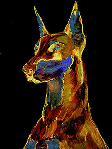 Bronze Doberman Wall Art Print, Abstract Doberman Dog Art, Dog Nursery art, Doberman Mom Gift, Dog Wall Art Print, Dobie Dog Painting Decor - Dog portraits by Oscar Jetson