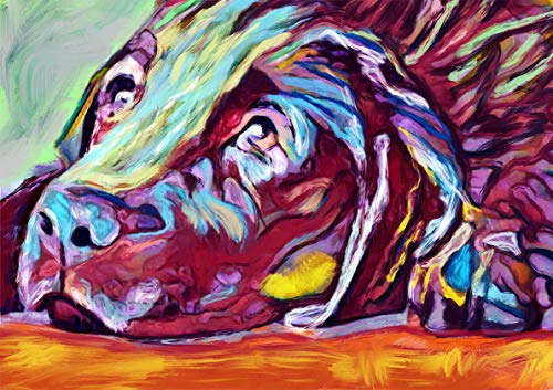 Colorful Labrador Wall Art Print, Hand Signed Lab Owner Gift, Lab Mom Print, Gift For Labrador Lover, Modern Labrador Dog Painting Art Print Signed by Oscar Jetson - Dog portraits by Oscar Jetson