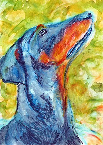 Abstract Doberman Modern Art, Blue Dobie Wall Art Print, Colorful Doberman Art Decor, Dog Artwork,Gift For Doberman Owner, Dog Wall Art Print, Dobie Dog Expressive Painting Decor - Dog portraits by Oscar Jetson