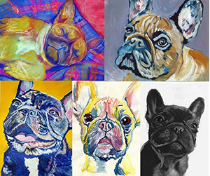 5 Prints "The Frenchie Collection" Hand Signed French Bulldog Art, French Bulldog Gift for Frenchie Owner, French Bulldog Art, Frenchie Wall Art, Frenchie Gift Idea, French Bulldog Painting prints - Dog portraits by Oscar Jetson