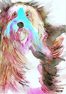 Colorful Old English Sheepdog Wall Art, Old English Sheepdog Mom Gift , Old English Sheepdog Owner, Old English Sheepdog Modern Art Print - Dog portraits by Oscar Jetson