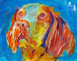 Brittany Spaniel Painting Wall Art Print, Brittany Spaniel Dog Art, Brittany Spaniel Owner Gift, Dog Wall Art Print, Colorful Dog, Brittany Spaniel Gift - Dog portraits by Oscar Jetson