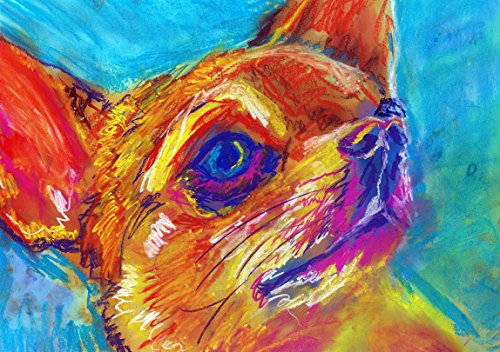 Chihuahua Art Print, Abstract Colorful Chihuahua Painting Print, Chihuahua Mom, Abstract Dog Artwork, Gift For Chihuahua Lover, Dog Painting, Colorful Chihuahua Art - Dog portraits by Oscar Jetson