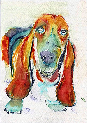 Basset Hound Watercolor Art Print, Abstract Expressive Basset Hound Owner Wall Art Print, Basset Hound Artwork, Basset Mom Gift, Basset Hound Dog Lover, Dog Wall Art Print - Dog portraits by Oscar Jetson