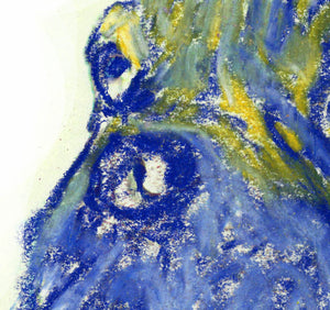 Blue French Bulldog art Print,Yellow and Blue, Frenchie Dog, Colorful French bull, Bulldog Frances, Pastel French bulldog dog owner gift - Dog portraits by Oscar Jetson