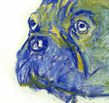 Load image into Gallery viewer, Blue French Bulldog art Print,Yellow and Blue, Frenchie Dog, Colorful French bull, Bulldog Frances, Pastel French bulldog dog owner gift - Dog portraits by Oscar Jetson