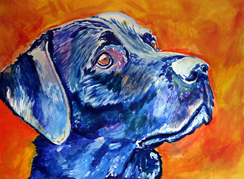 Blue Labrador Retriever Dog painting Fine art print hand signed by Oscar Jetson - Dog portraits by Oscar Jetson