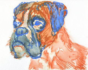 Boxer Dog gift, boxer dog wall art, boxer dog print, boxer dog, boxer dog mom, watercolor boxer dog, painting of Boxer Dog, Gift Boxer owner - Dog portraits by Oscar Jetson