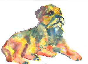 Border Terrier art print, Colorful Border terrier dog art, Watercolor dog portrait, Border terrier gift, border terrier watercolor wall art - Dog portraits by Oscar Jetson