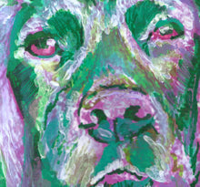Load image into Gallery viewer, Cocker Spaniel CANVAS, art Print, of Original Watercolor and Acrylic painting, Green and Lilac working Cocker Spaniel colorful dog print - Dog portraits by Oscar Jetson