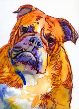 Load image into Gallery viewer, English Bulldog print, bulldog painting,Bulldog mom, Bulldog wall art,Bulldog owner gift ,Colorful Bulldog,Bulldog picture, English bulldog - Dog portraits by Oscar Jetson