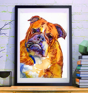 English Bulldog print, bulldog painting,Bulldog mom, Bulldog wall art,Bulldog owner gift ,Colorful Bulldog,Bulldog picture, English bulldog - Dog portraits by Oscar Jetson