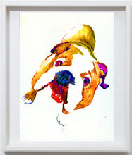 Load image into Gallery viewer, English Bulldog fine art print from original watercolor dog Painting,Orange Purple Blue wall art Print English bulldog print - Dog portraits by Oscar Jetson