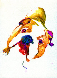 English Bulldog fine art print from original watercolor dog Painting,Orange Purple Blue wall art Print English bulldog print - Dog portraits by Oscar Jetson