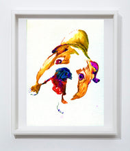 Load image into Gallery viewer, English Bulldog fine art print from original watercolor dog Painting,Orange Purple Blue wall art Print English bulldog print - Dog portraits by Oscar Jetson
