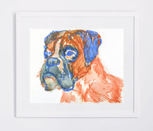 Load image into Gallery viewer, Boxer Dog gift, boxer dog wall art, boxer dog print, boxer dog, boxer dog mom, watercolor boxer dog, painting of Boxer Dog, Gift Boxer owner - Dog portraits by Oscar Jetson