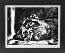 Load image into Gallery viewer, Boxer Dog art print, charcoal boxer dog, lazy boxer dog, dog drawing, giclee print, dog portrait, Boxer dog gift , Boxer charcoal drawing - Dog portraits by Oscar Jetson